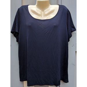Eileen Fisher Dark Navy Stretch Silk Jersey Top 1X